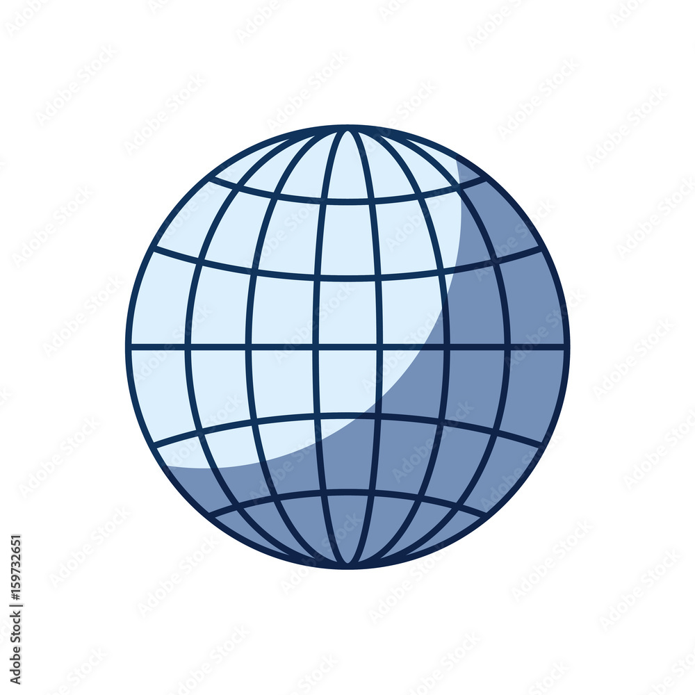 blue color silhouette shading of front view globe earth world chart with lines vector illustration blue color silhouette shading of front view globe earth world chart with lines vector illustration