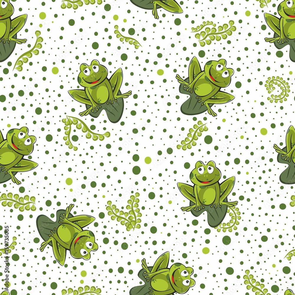 Frog seamless background. Vector illustration. - obrazy, fototapety, plakaty 
