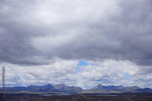 Fototapeta Naklejka Na Ścianę i Meble -  blue sky white clouds mountain