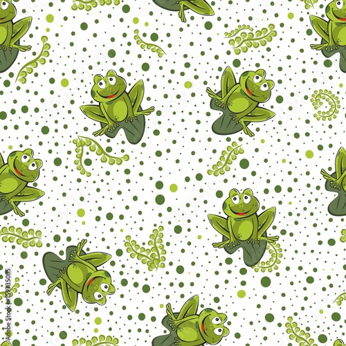 Frog seamless background. Vector illustration.
