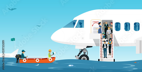 Rescuers rescue plane passengers from flooding runways