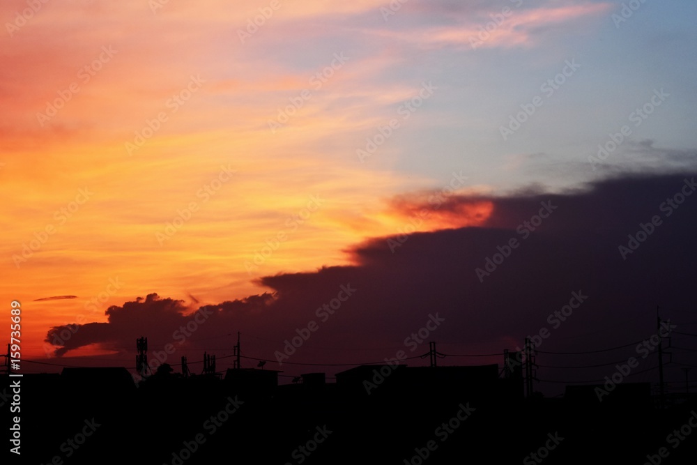 cloudy sky in evening before sunset