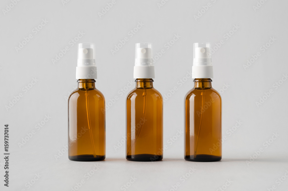 Amber Spray Bottle Mock-Up - Three Bottles