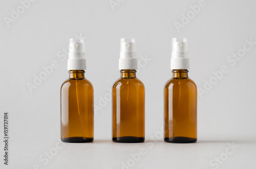 Amber Spray Bottle Mock-Up - Three Bottles