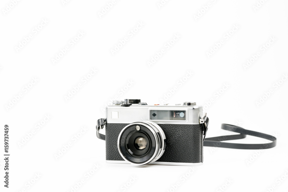 Old vintage camera on background with a space for text
