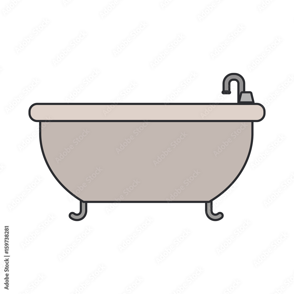 white background with color silhouette of bathtub icon with thin contour vector illustration white background with color silhouette of bathtub icon with thin contour vector illustration