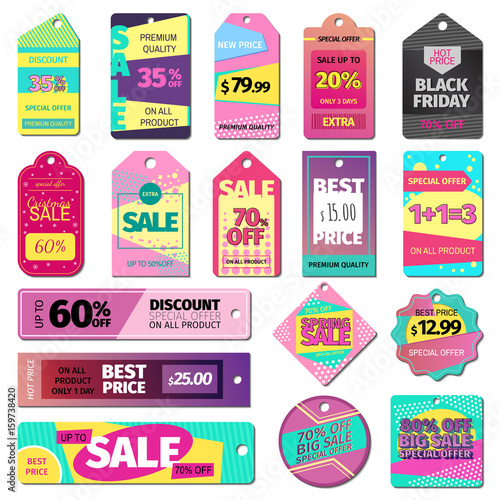Price sale clothes tag modern pattern price card stickers collection paper bl...