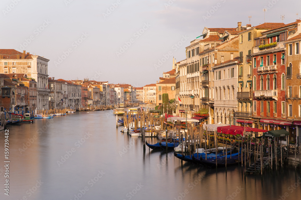 View from the Rialto Bridge in Venice onto the Canal Grande.