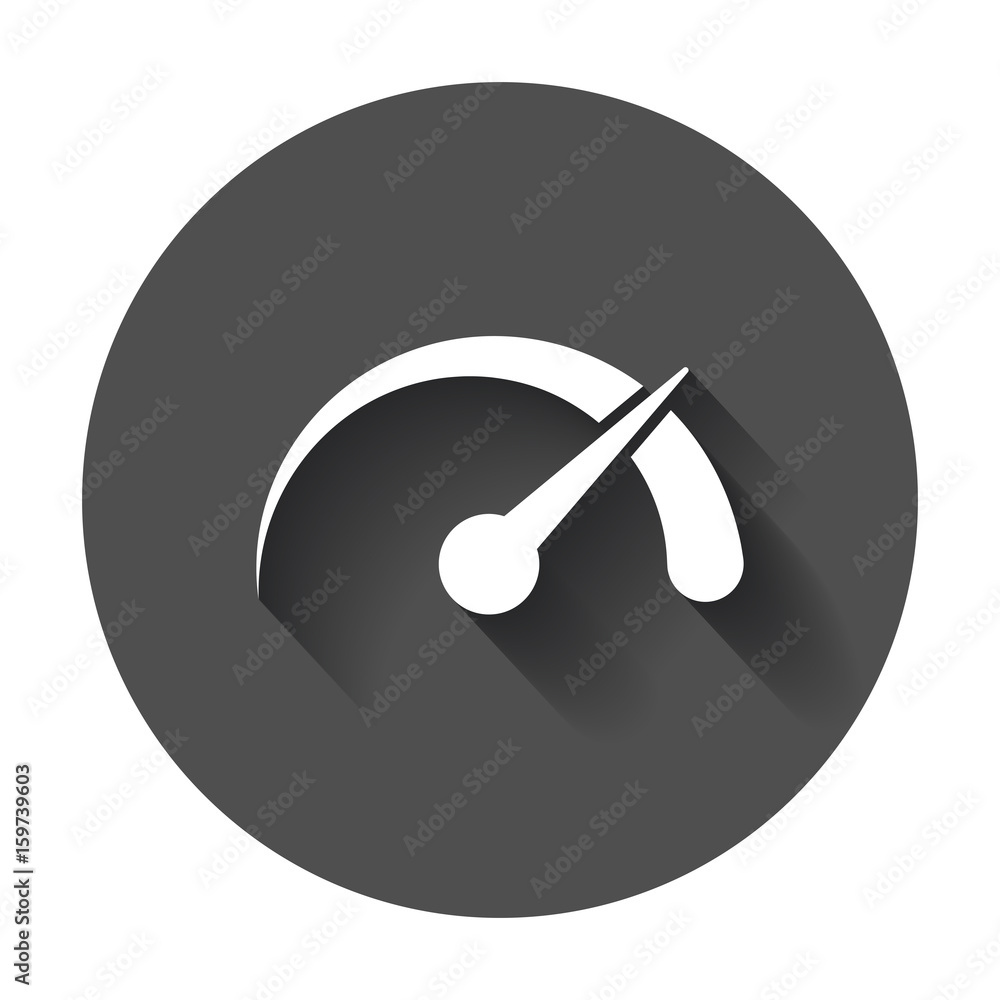Dashboard vector icon. Level meter speed vector illustration with long shadow. Dashboard vector icon. Level meter speed vector illustration with long shadow.