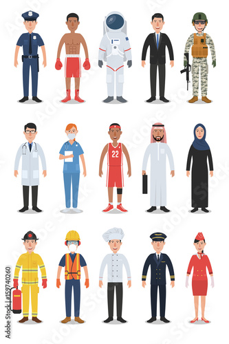 Set of Diverse Occupation and Profession People Characters