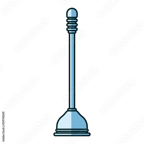 blue shading silhouette of toilet plunger icon vector illustration