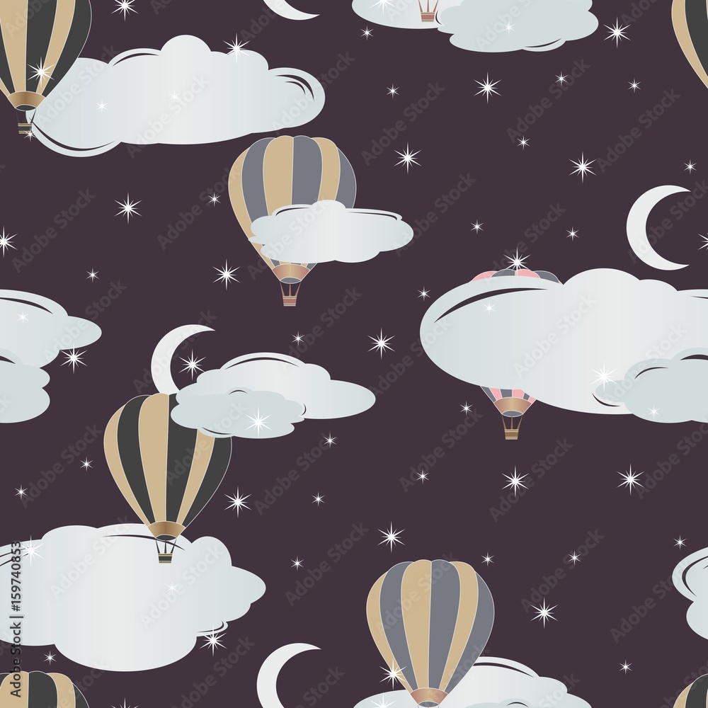 Seamless pattern with air balloons. Vector illustration.  - obrazy, fototapety, plakaty 