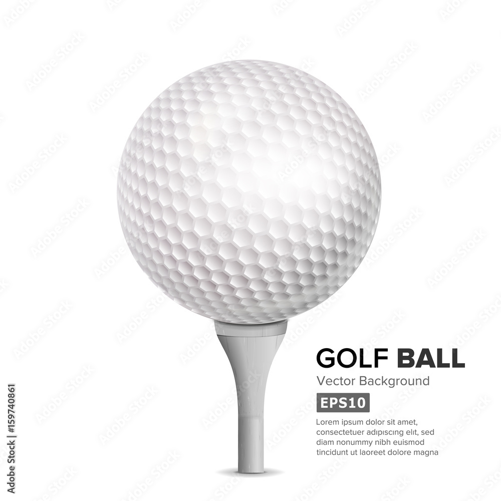 Golf Ball On White Tee. Vector Realistic Illustration Isolated Golf Ball On White Tee. Vector Realistic Illustration Isolated