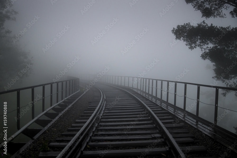 Rail tracks in the fog, Ella, Sri Lanka