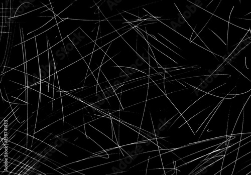 White scratches on black background, texture for layers