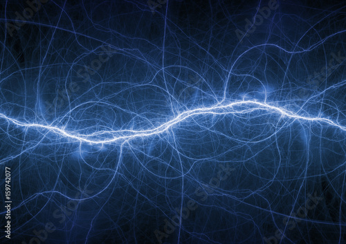 Abstract blue lightning, electrical plasma background