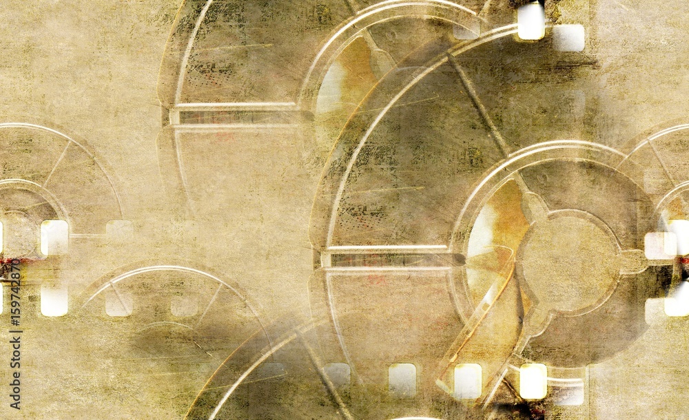 Fototapeta premium Vintage sepia film strip frame with coil.