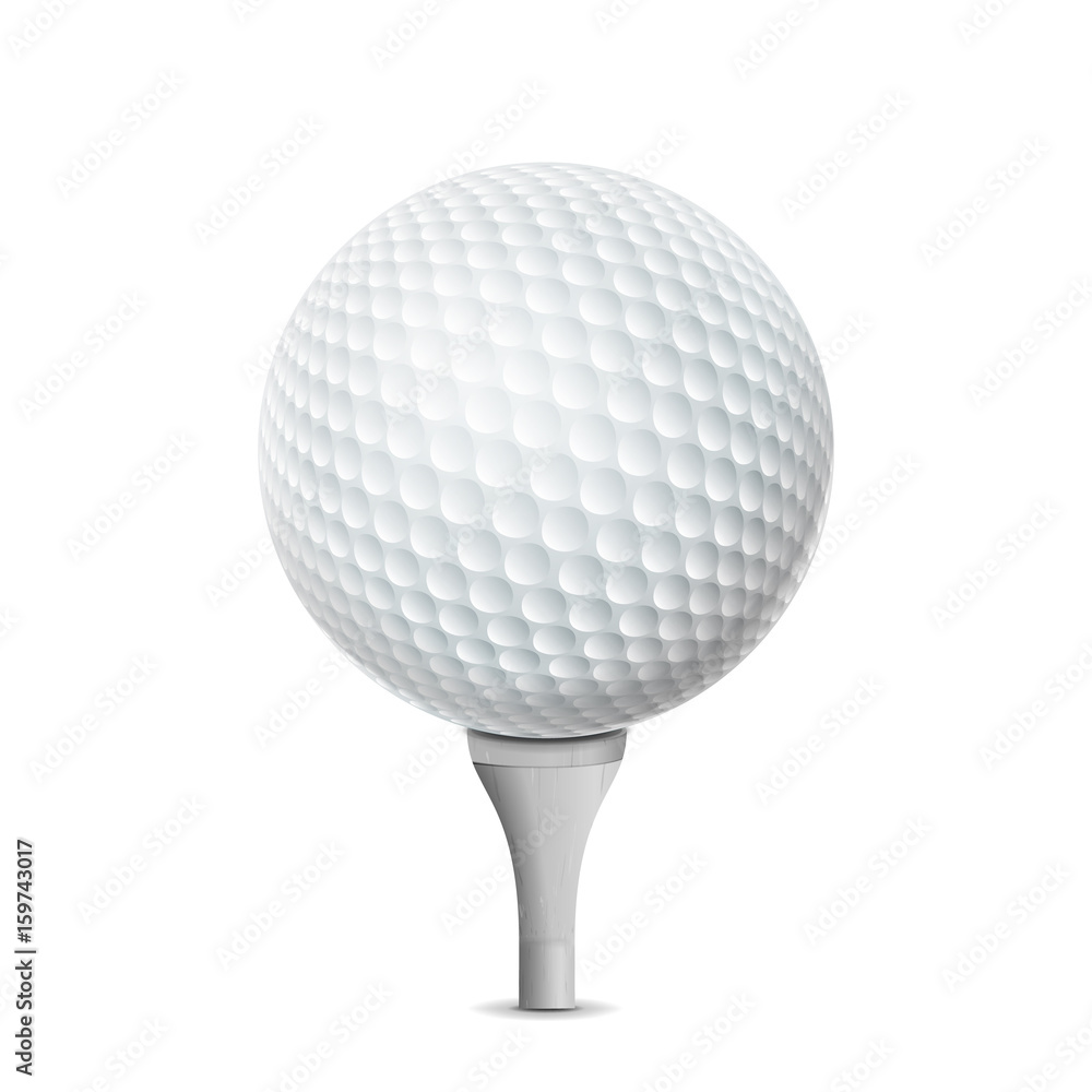 Golf Ball On White Tee. Vector Realistic Illustration Isolated Golf Ball On White Tee. Vector Realistic Illustration Isolated