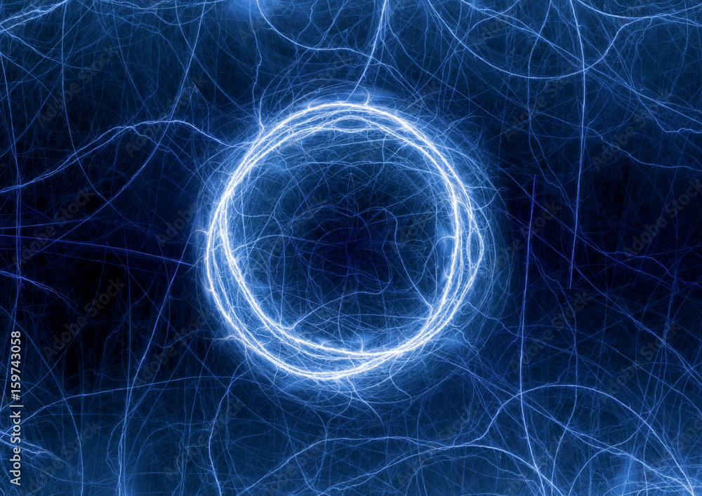 Abstract blue ball lightning, electrical plasma background Abstract blue ball lightning, electrical plasma background