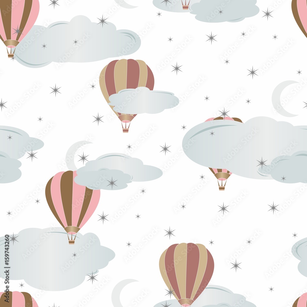 Fototapeta Bezszwowy wzór z lotniczymi balonami. Ilustracji wektorowych.