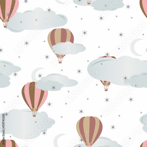 Fototapeta Bezszwowy wzór z lotniczymi balonami. Ilustracji wektorowych.