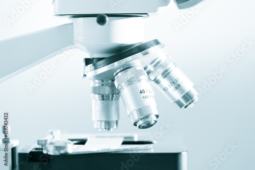 Subject table microscope and interchangeable lenses. Microscope is the main research tool in many scientific laboratories