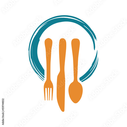 Dinner Lunch Food Restaurant Logo with Fork Spoon Knife
