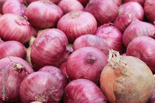 fresh shallots in the market.