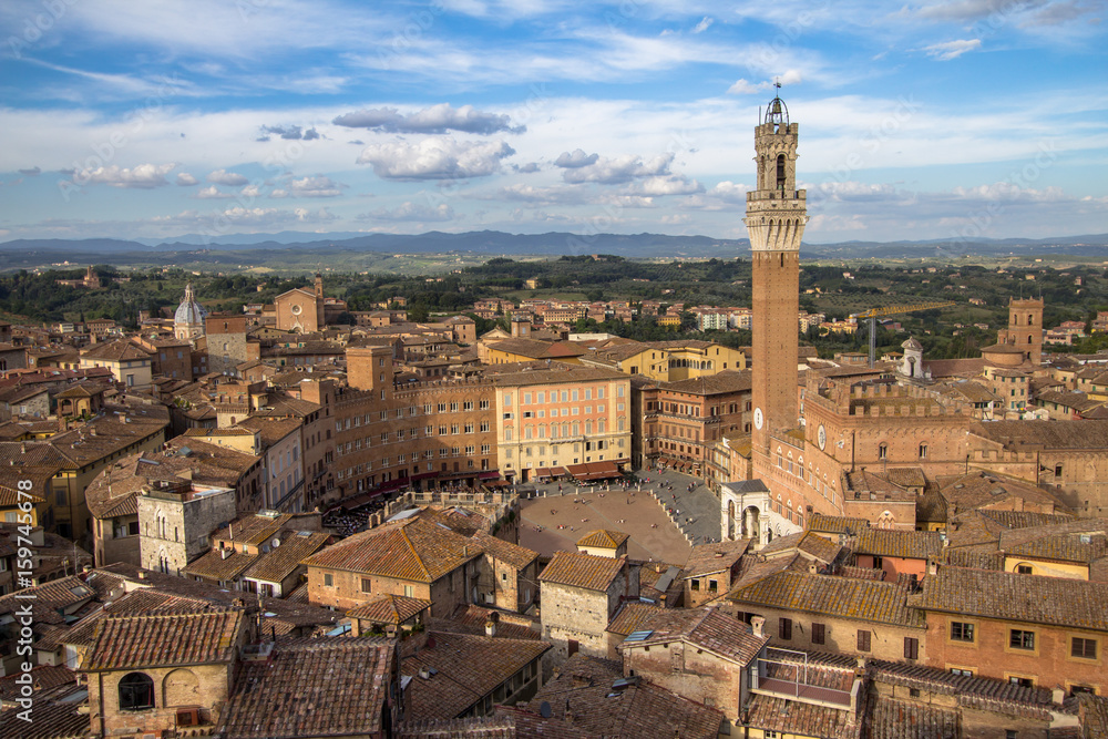 Panoramic view of the old city of Siena, Tuscany, Italy