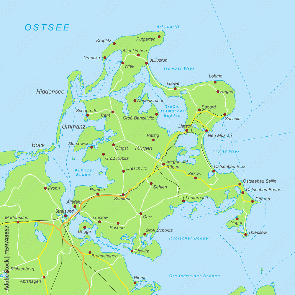 Fototapeta premium Rügen Karte - Grün