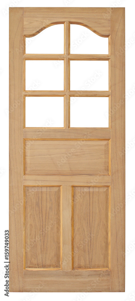 Fototapeta premium Wood door old style on white background, vintage style.