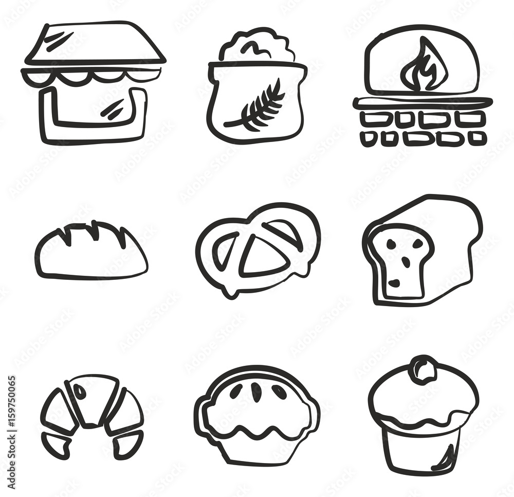 Bakery Icons Freehand Bakery Icons Freehand