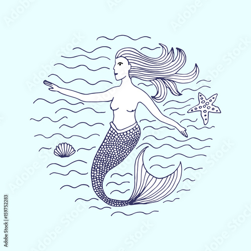 mermaid hand drawn