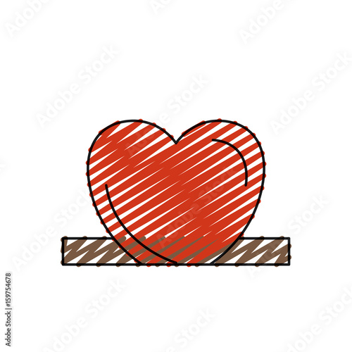 color crayon silhouette closeup flat heart depositing in rectangular slot vector illustration