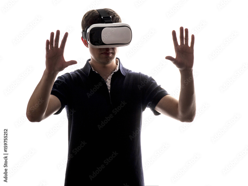 portrait of a man in virtual reality glasses portrait of a man in virtual reality glasses