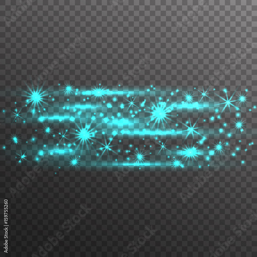 Turquoise  glitter sparkles on transparent background. Vector golden dust texture. Twinkling confetti, shimmering star lights. Vector illustration.