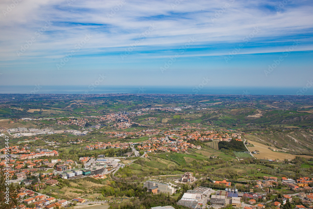 The hills of San Marino.Republic of San Marino.