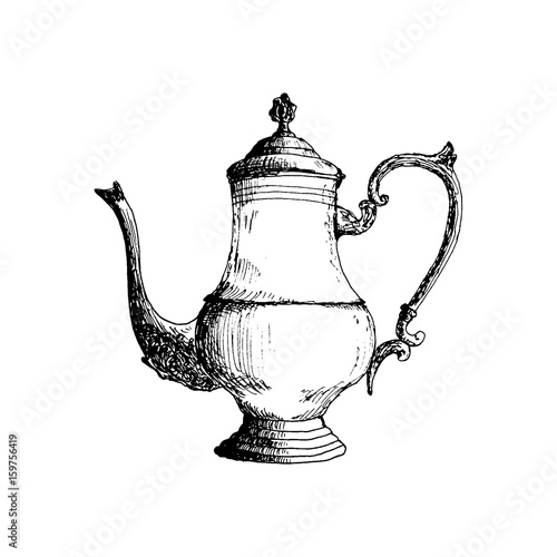 Coffeepot Hand Drawn Sketch Vector illustration.