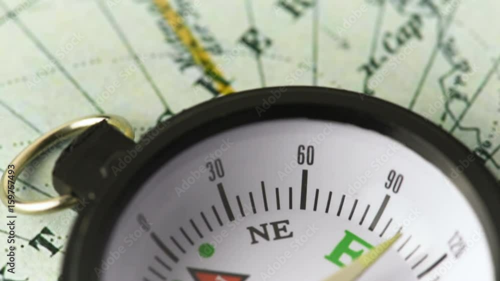 Compass on the map