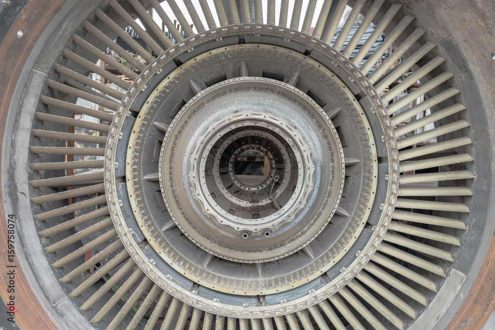 Jet engine / View of old engine of airplane. Shallow depth of field.