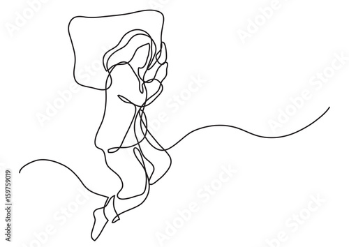 woman sleeping on pillow - single line drawing photo