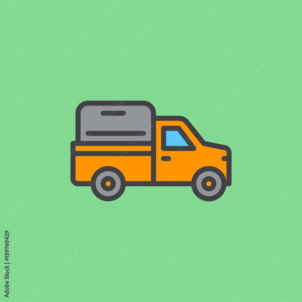 Pickup truck filled outline icon, line vector sign, linear colorful pictogram. Symbol, logo illustration