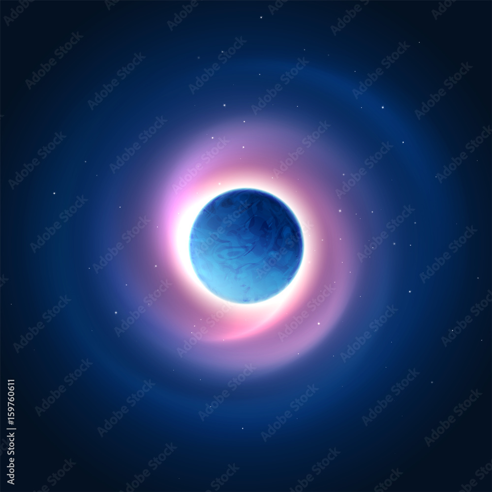 Fototapeta premium Cosmic glow of the planet background. Vector illustration