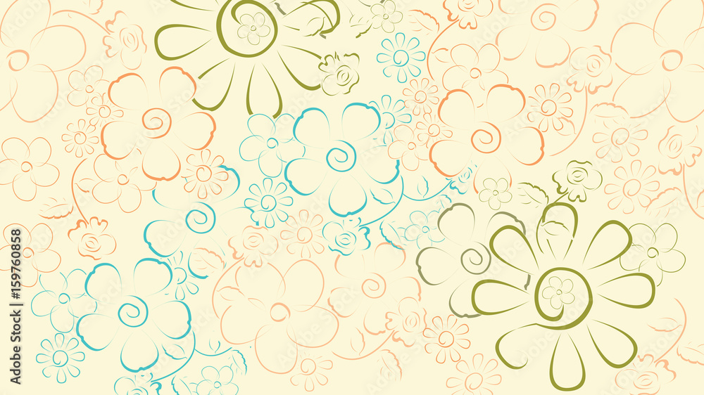 The flowers of pastel colors on a light background