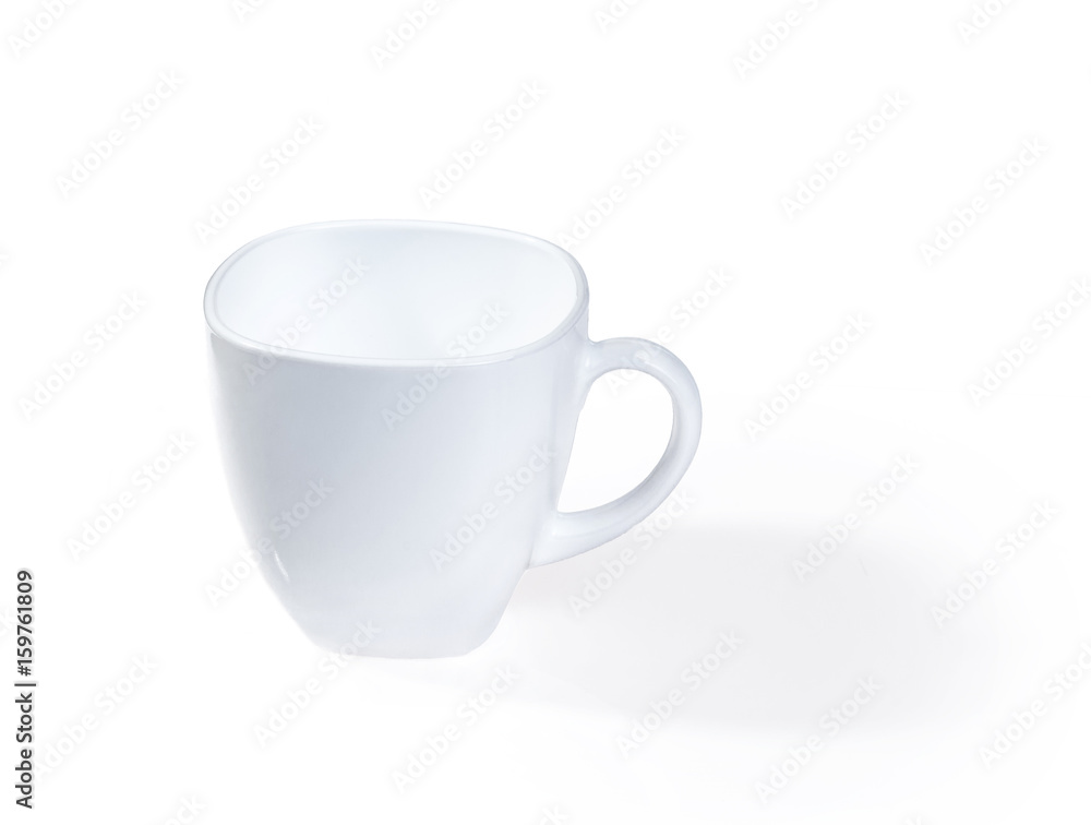 White empty cup isolated on white background White empty cup isolated on white background