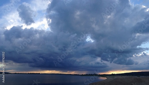 Beautiful sky above river Volga near Kazan, Russia