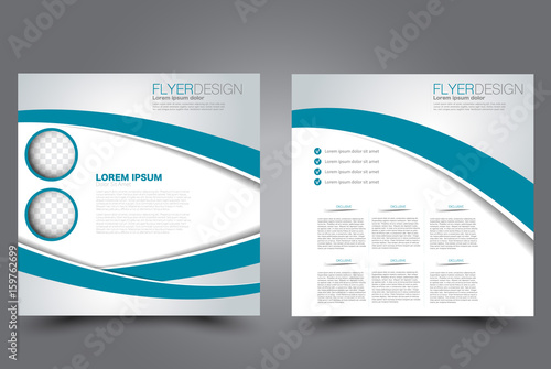 Square flyer template. Brochure design. Annual report poster. Leaflet cover. For business and education. Vector illustration. Blue color.