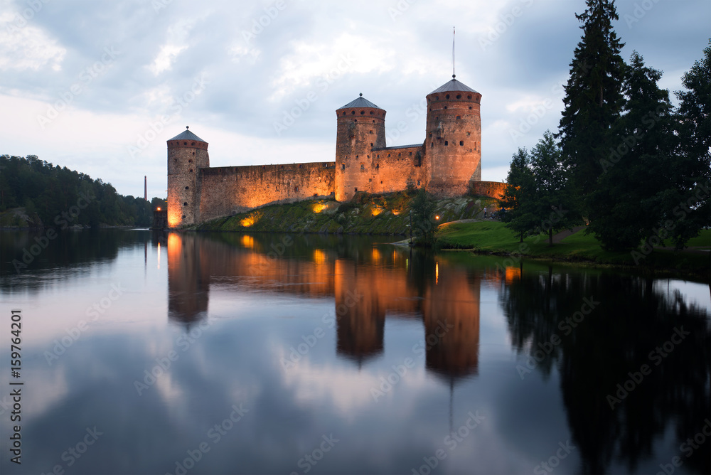 August's cloudy evening at the fortress of Olavinlinna. Savonlinna, Finland