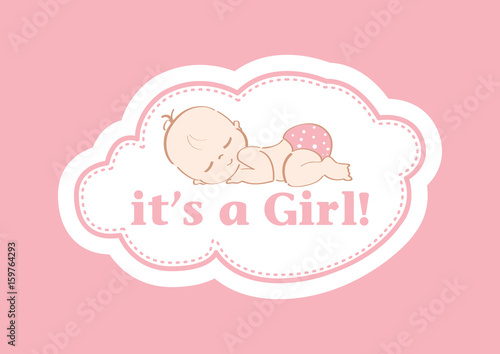 It's a Girl - Beautiful card to celebrate the new family member. In a pastel pink lines color background!