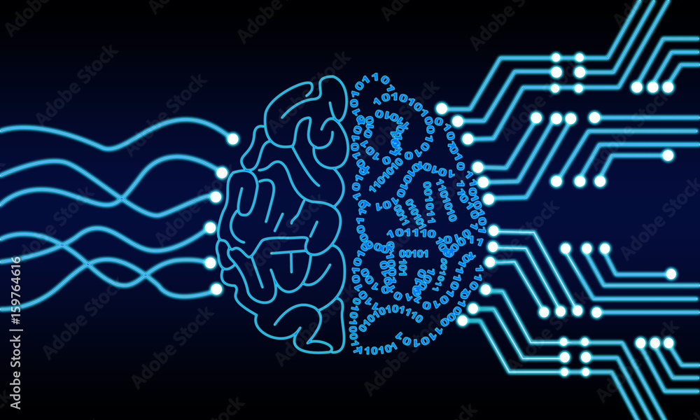 Artificial Intelligence Human Brain Processor Circuit. Brain